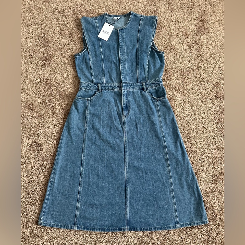Vero Moda Sleeveless Denim A-Line Dress - Blue